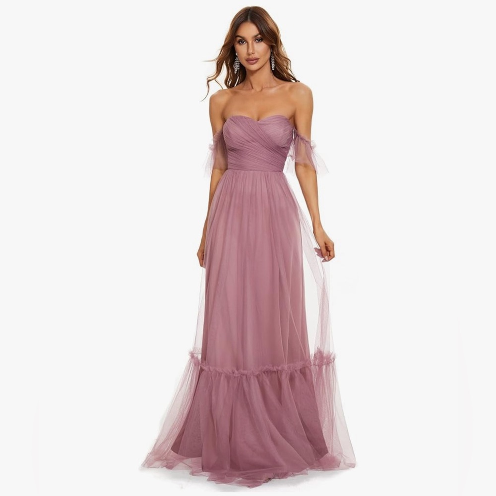 Ever-Pretty Formal/Bridesmaid Dress Sweetheart Off-Shoulder Ruched Tulle